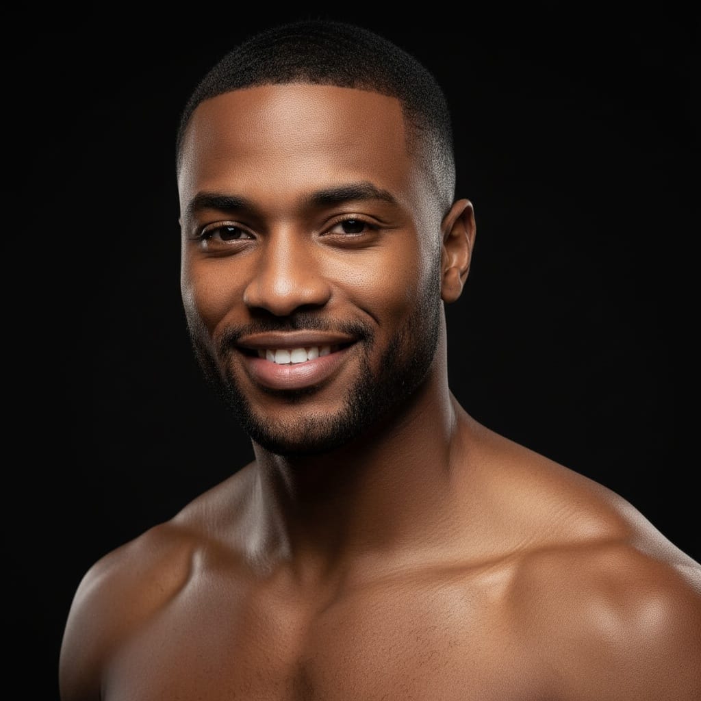 athletic black man studio beauty closeup 74241367