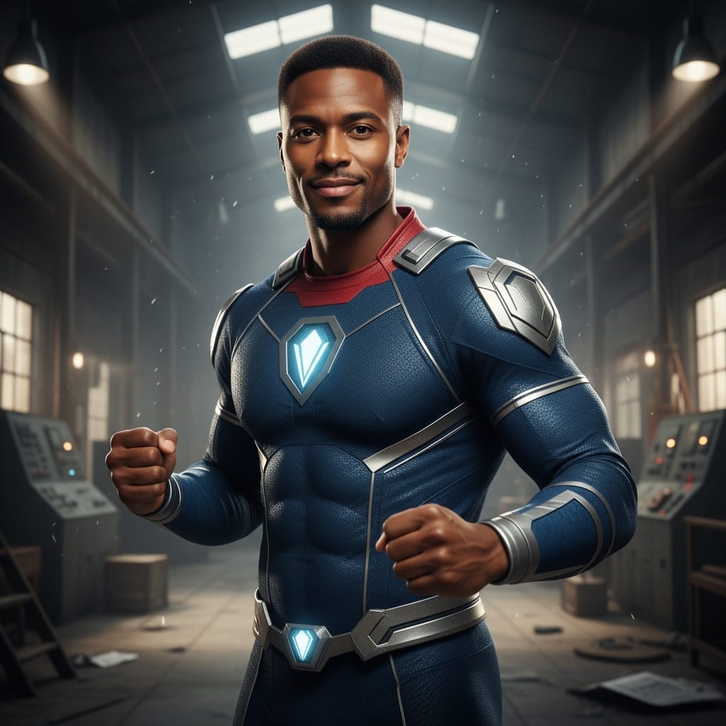 athletic black man team hero group ready 11578932