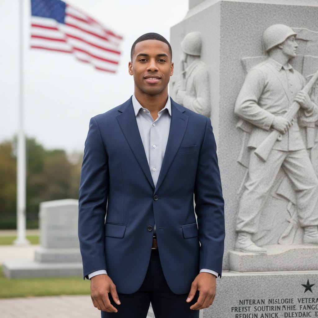 athletic black man veteran memorial respectful 33033073