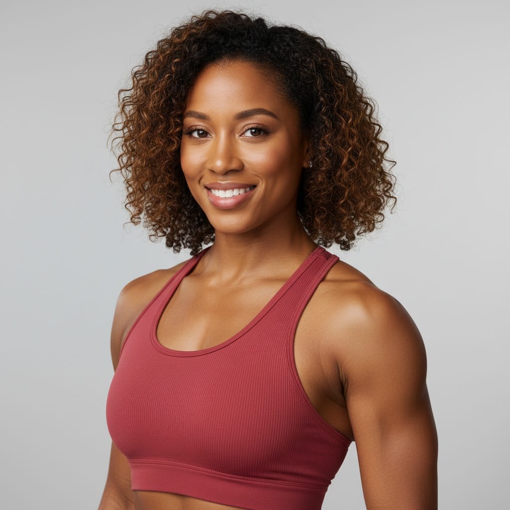 athletic black woman clean studio headshot 43742672