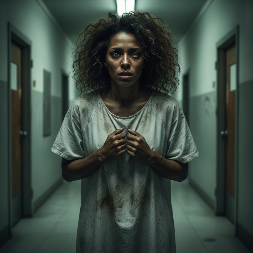 athletic black woman cursed asylum patient 54795667