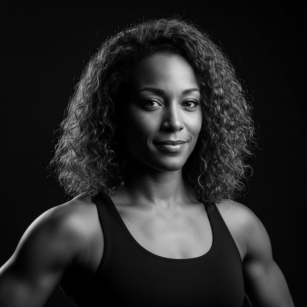 athletic black woman dramatic low key lighting 70198090