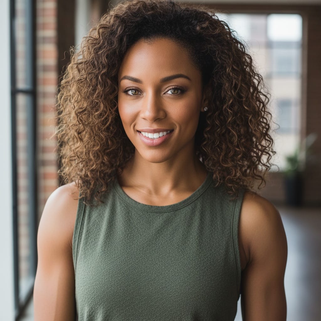 athletic black woman edgy urban background 75282209