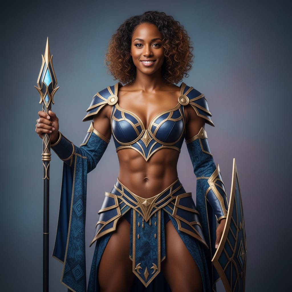athletic black woman full body costume showcase 90508911