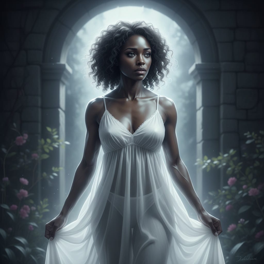 athletic black woman ghost apparition portrait 72280756