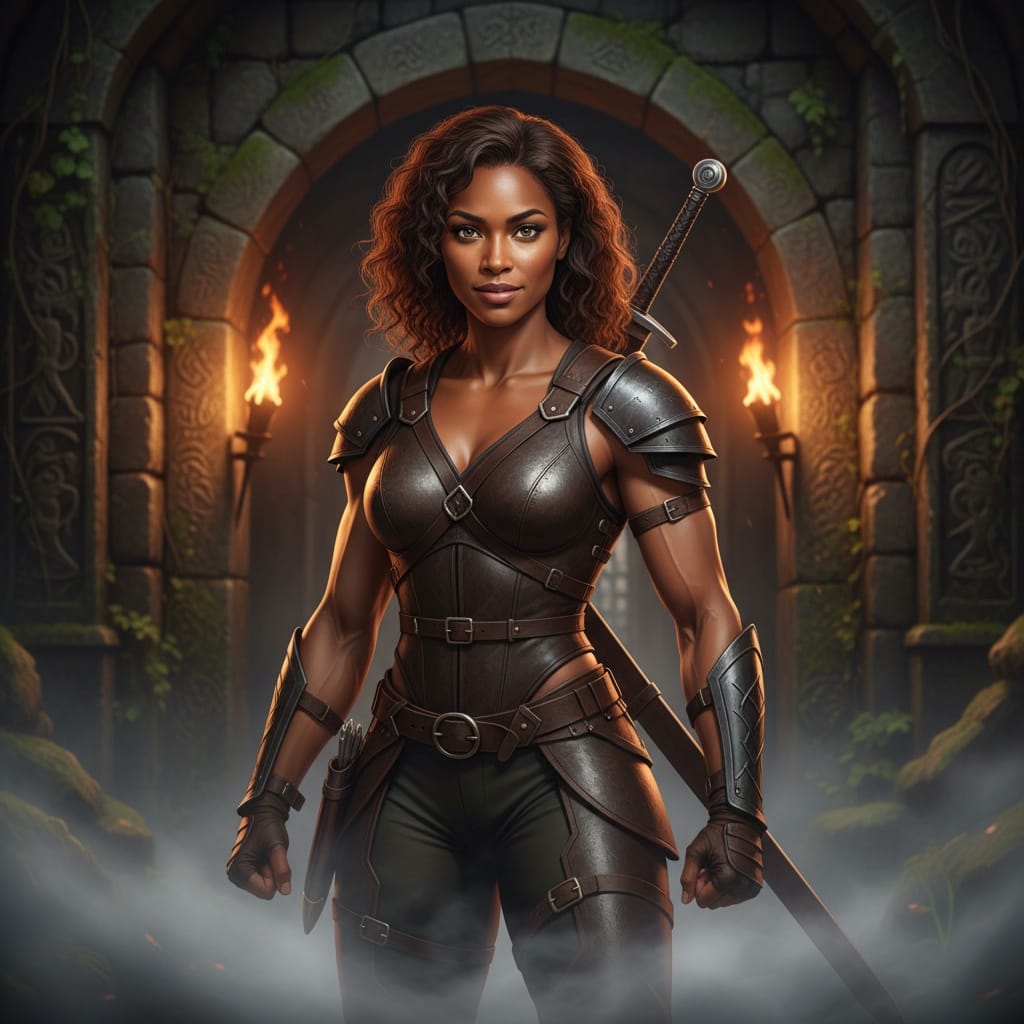 athletic black woman heroic dungeon entrance 25448519