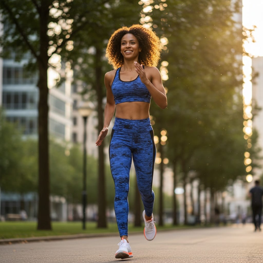 athletic black woman outdoor action shot 75496342