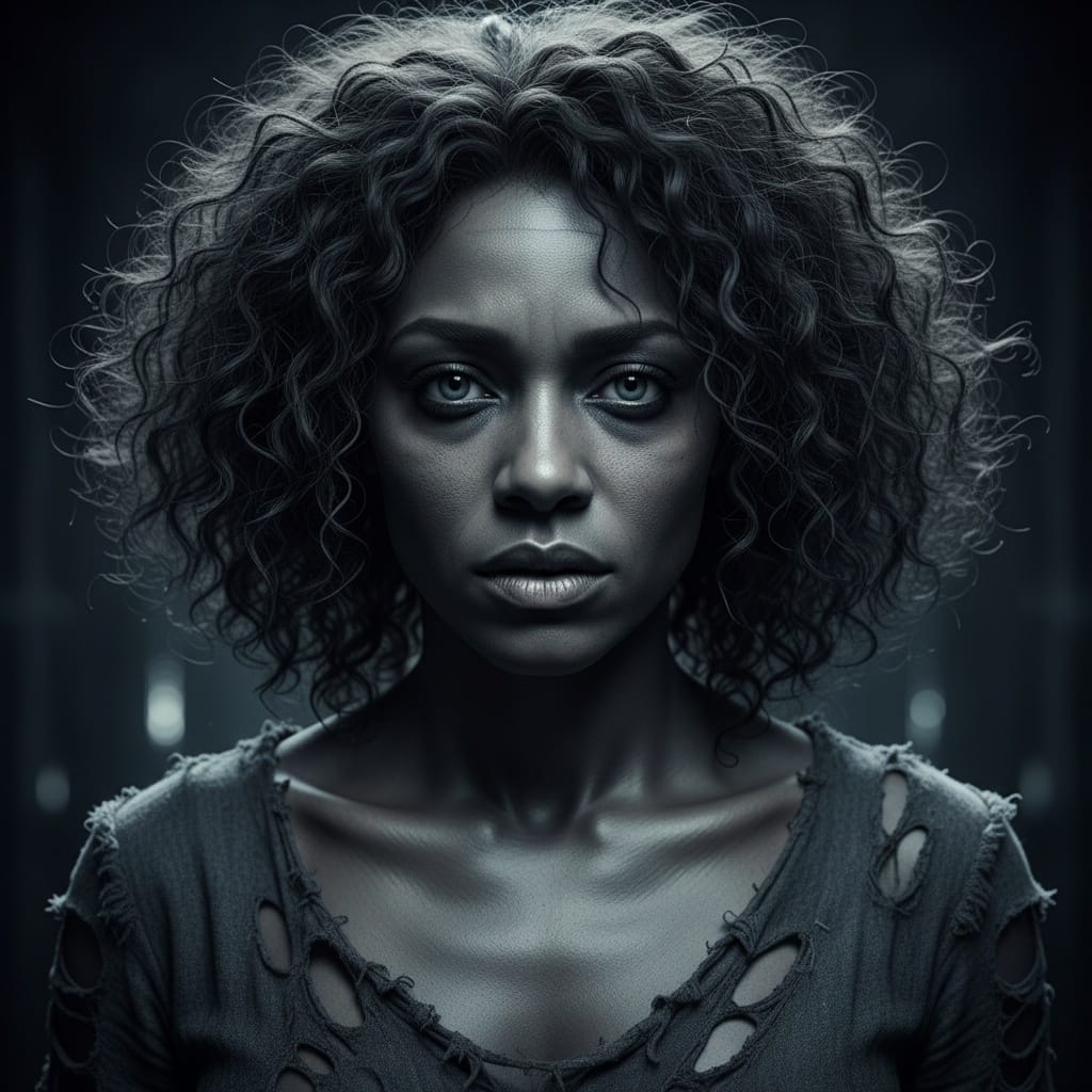 athletic black woman possessed person horror 74214615