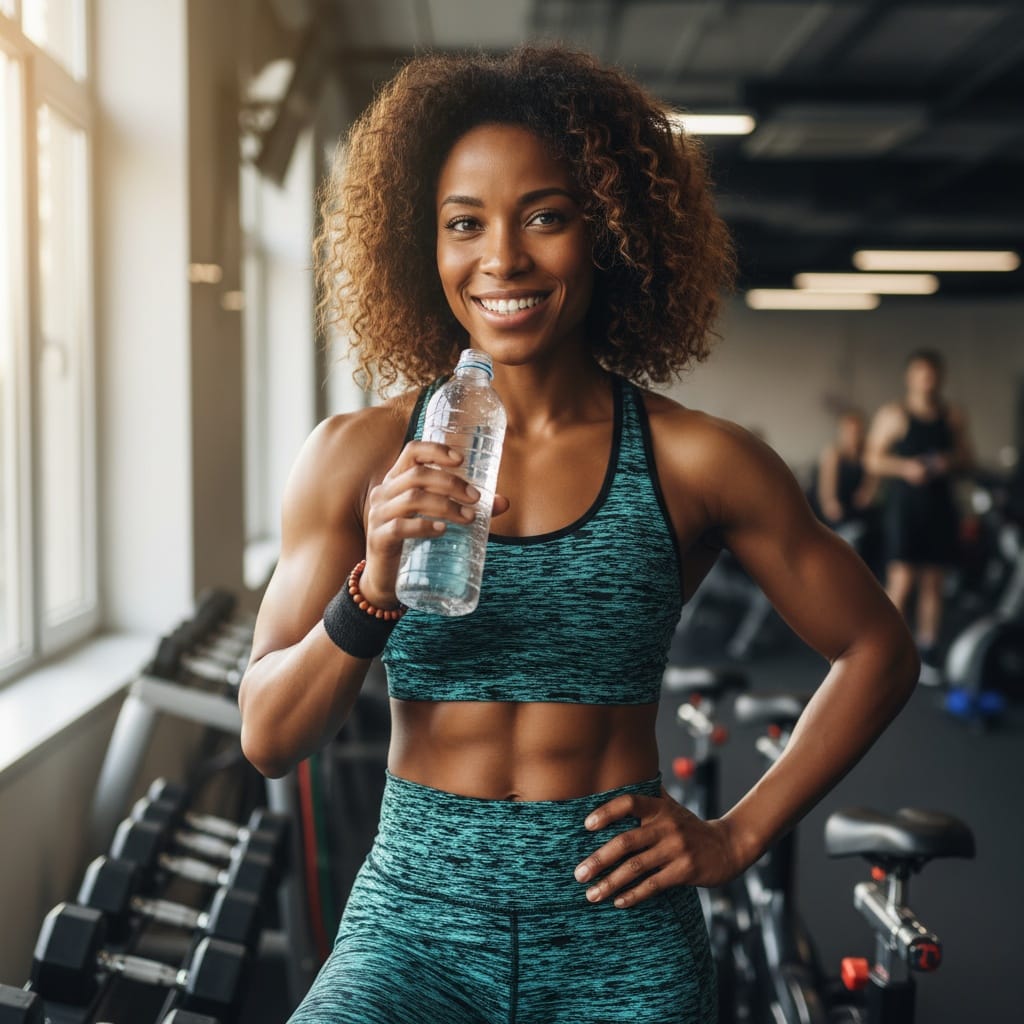 athletic black woman post workout authentic 37326105