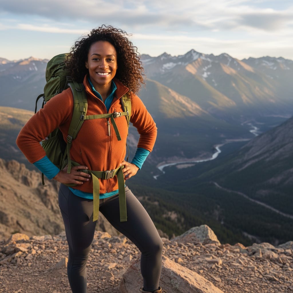 athletic black woman rocky mountain overlook 38560878