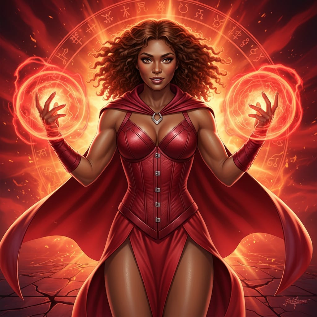 athletic black woman scarlet witch magic powers 40301023