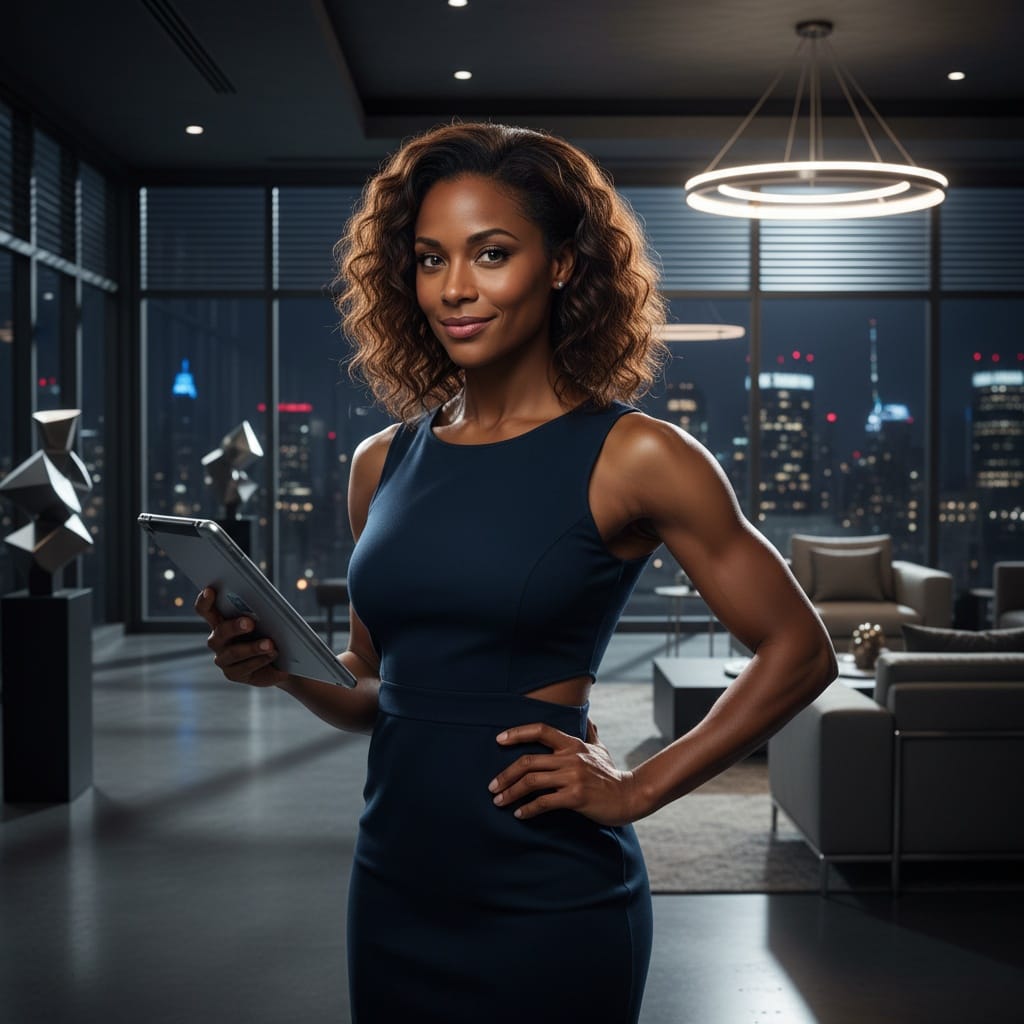athletic black woman secret agent formal 98530597