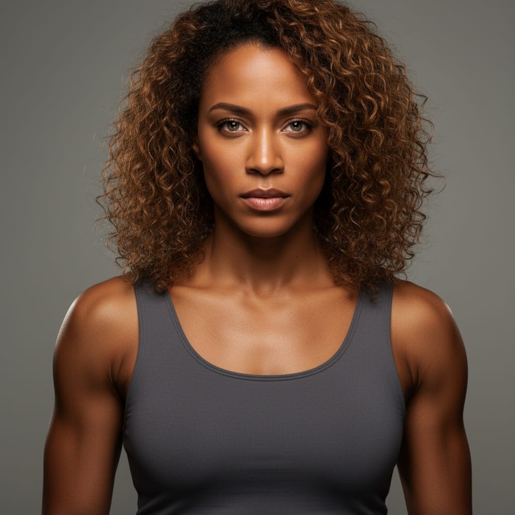 athletic black woman serious character study 30590908