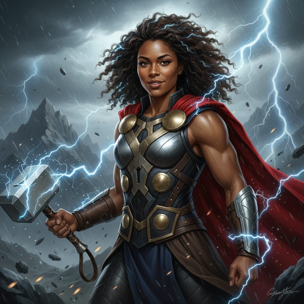 athletic black woman thor god of thunder 75206271