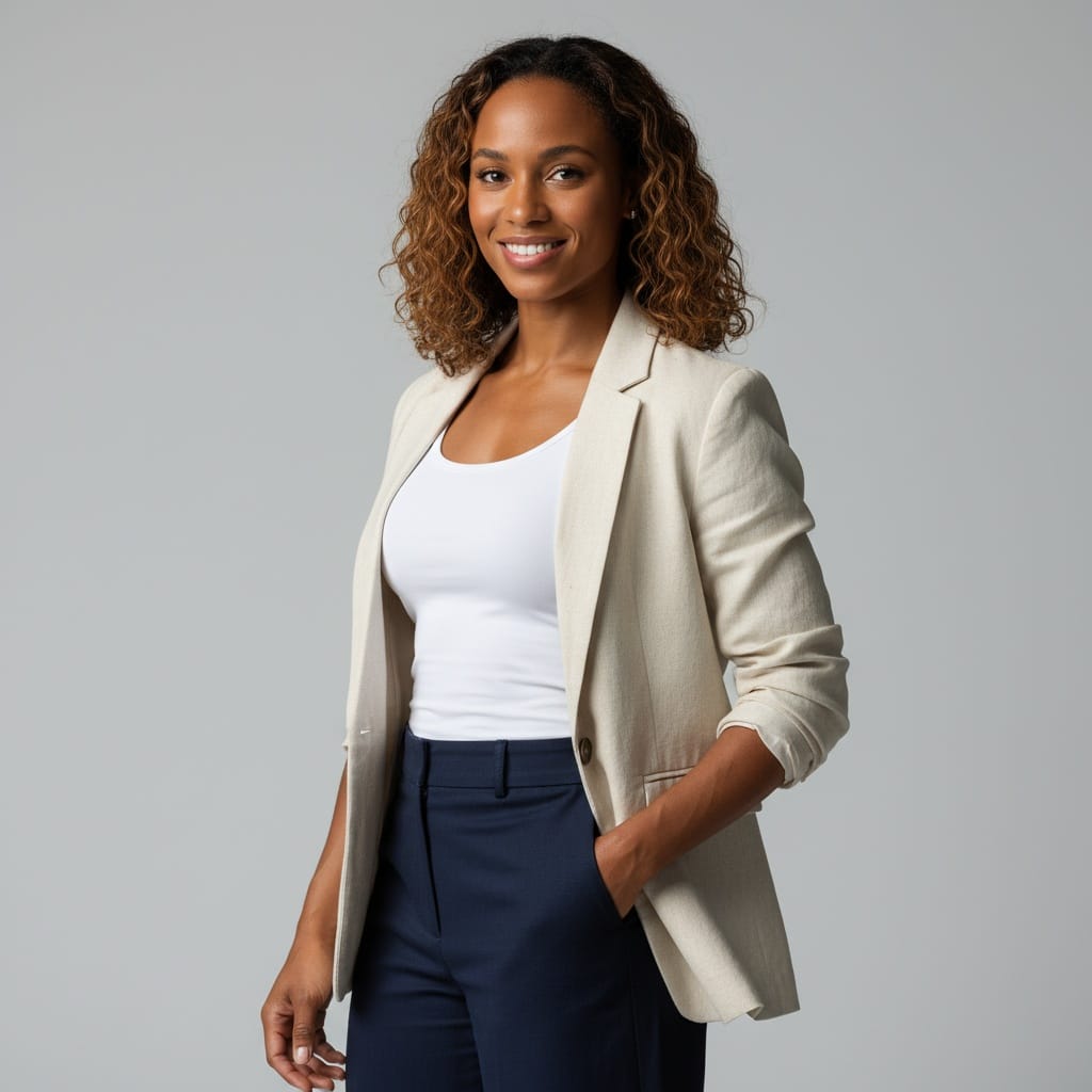 athletic black woman three quarter portfolio staple 25569814