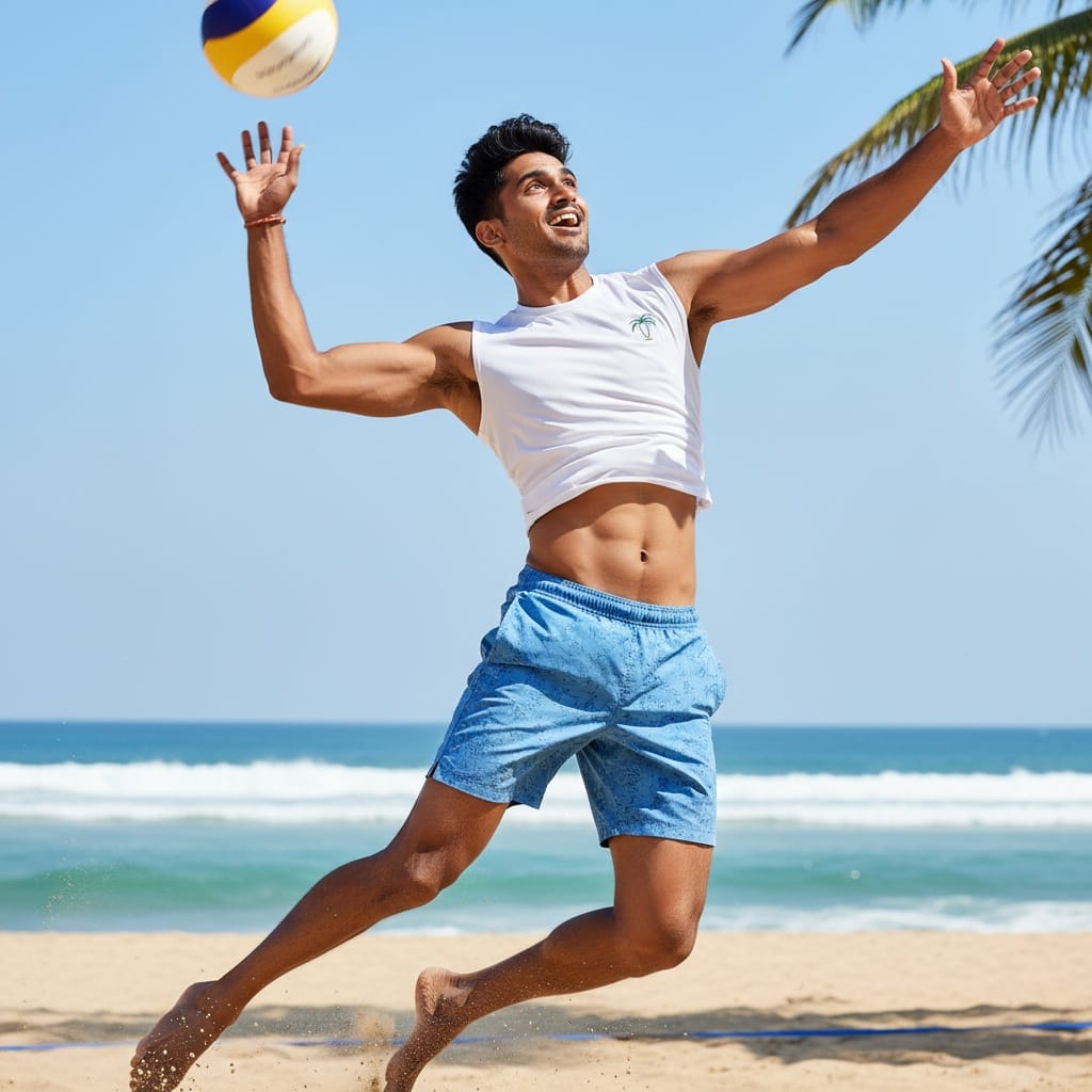 athletic indian man beach volleyball action 33280756