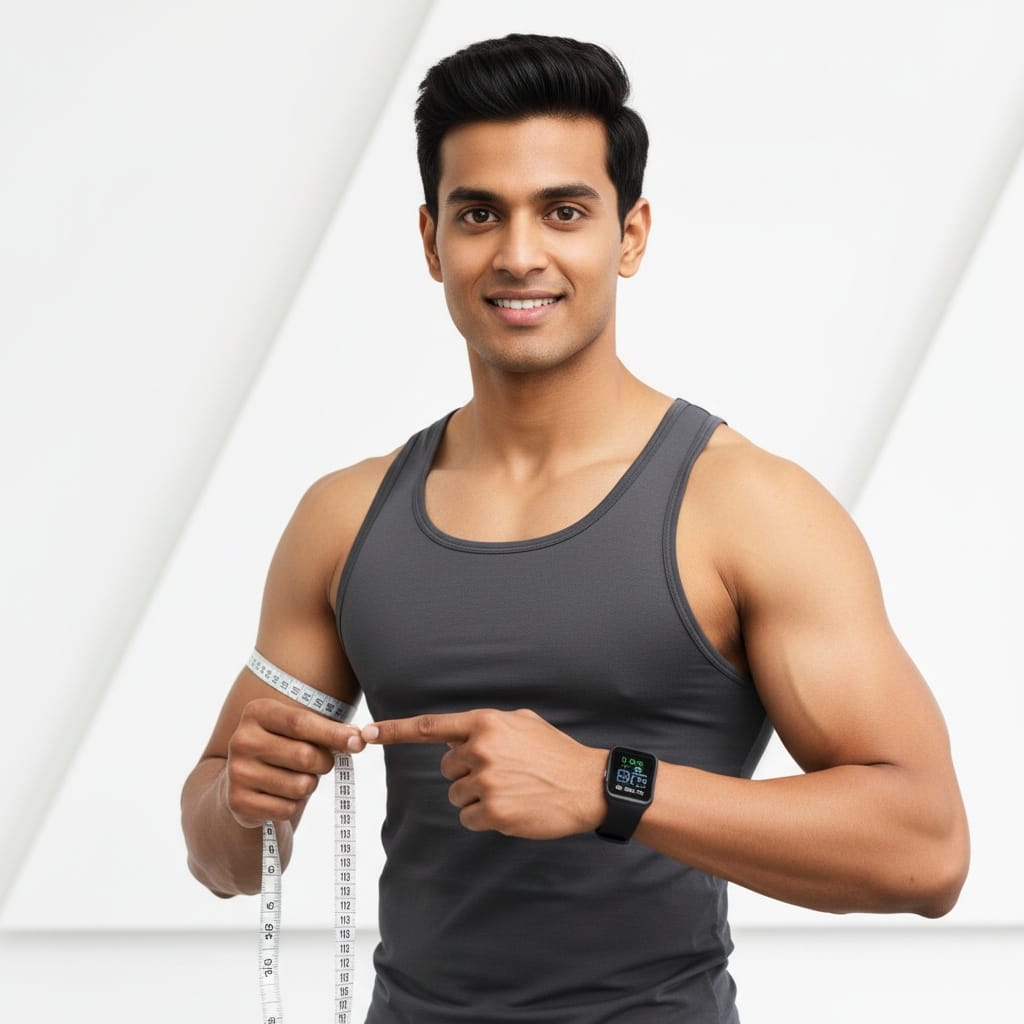 athletic indian man before after progress tracking 96632429