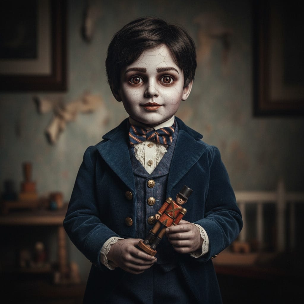 athletic indian man creepy doll character 67684243