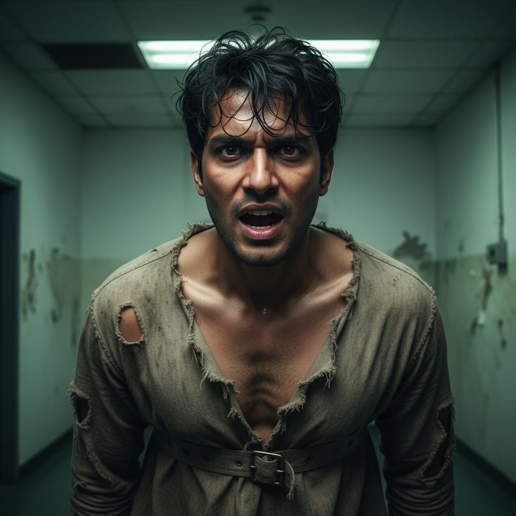 athletic indian man cursed asylum patient 60162194