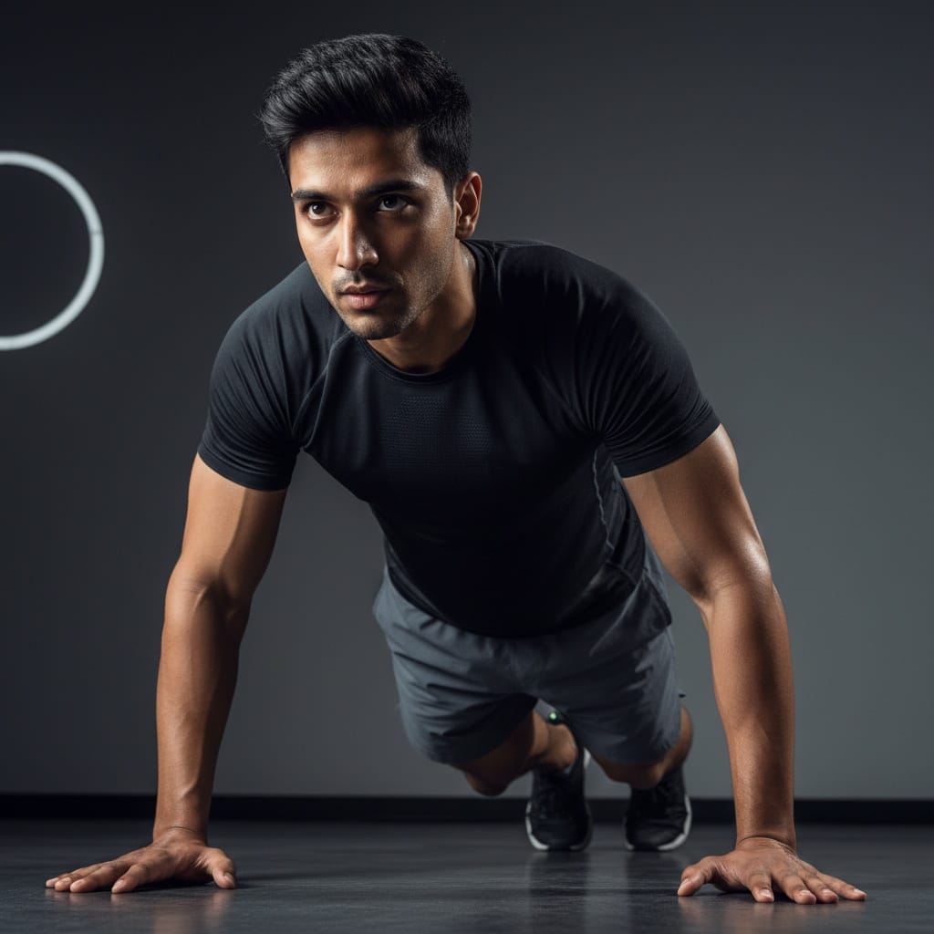 athletic indian man hiit training intensity 93099243