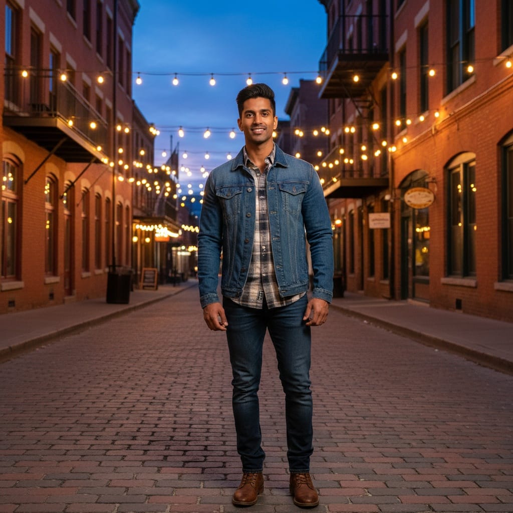 athletic indian man larimer square evening 71901116