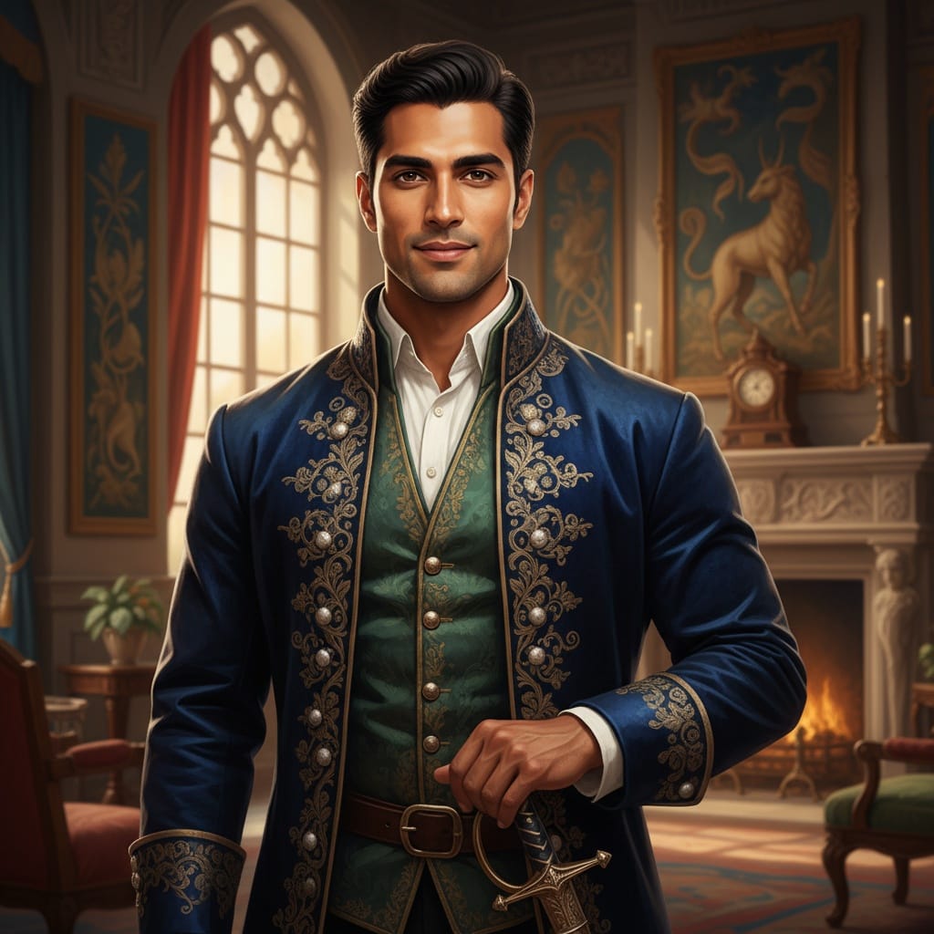 athletic indian man noble aristocrat pose 57300529