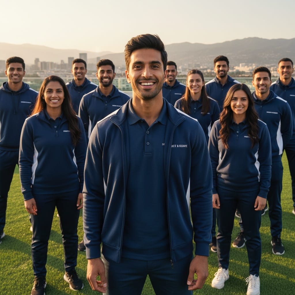 athletic indian man outdoor group portrait 33008539