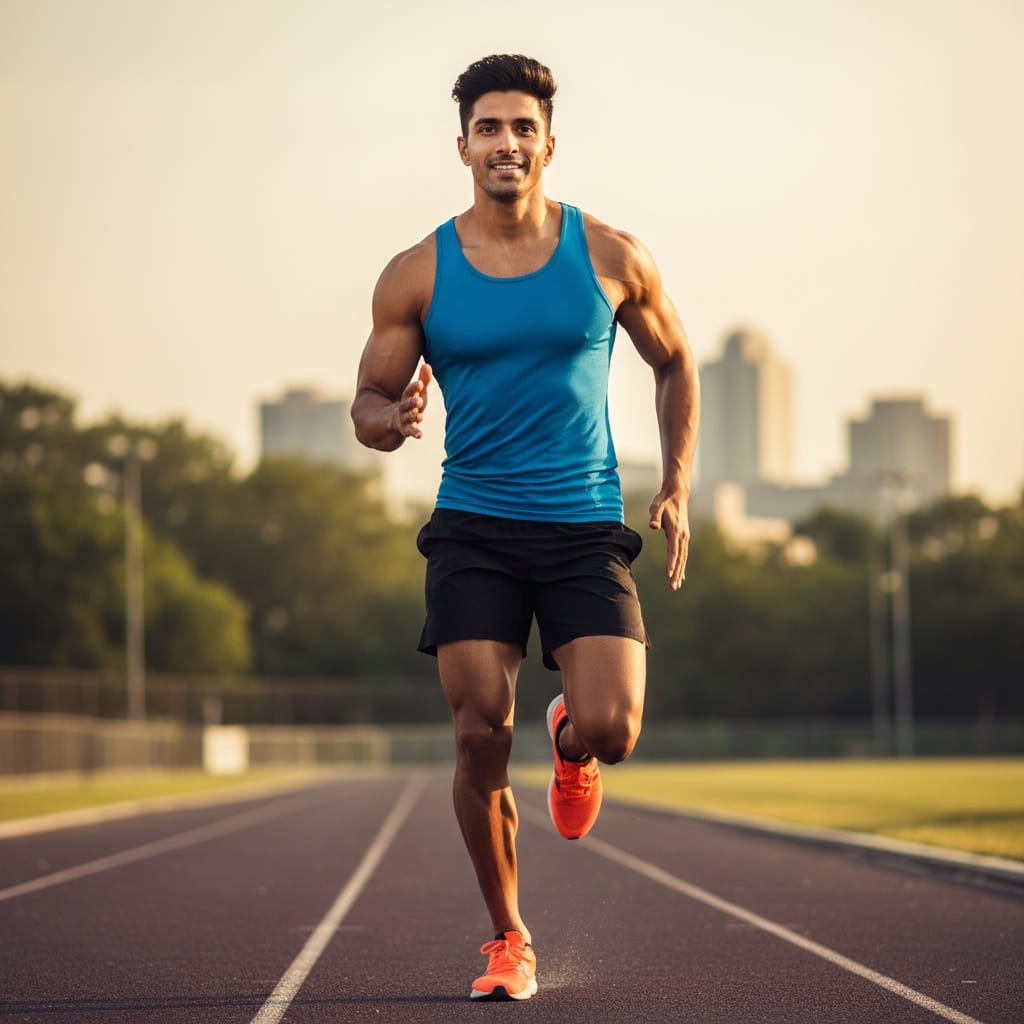 athletic indian man outdoor running athlete 34232470