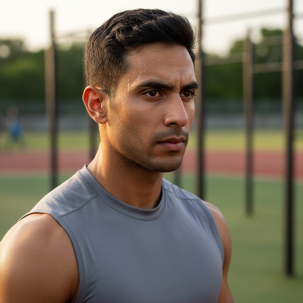 athletic indian man outdoor training portrait 57541382