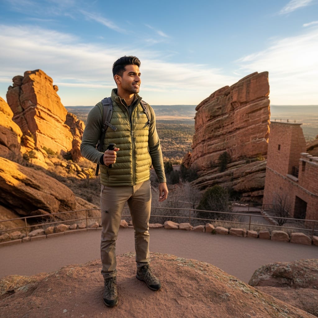 athletic indian man red rocks amphitheater 49305035