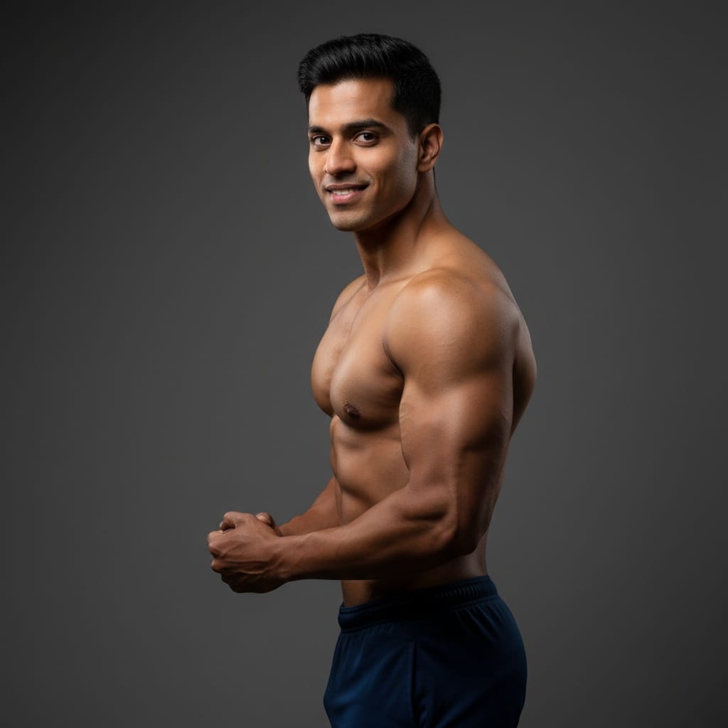athletic indian man side profile muscle definition 24823204