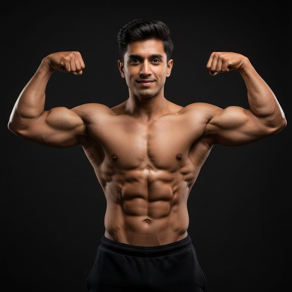 athletic indian man studio front physique pose 70254022
