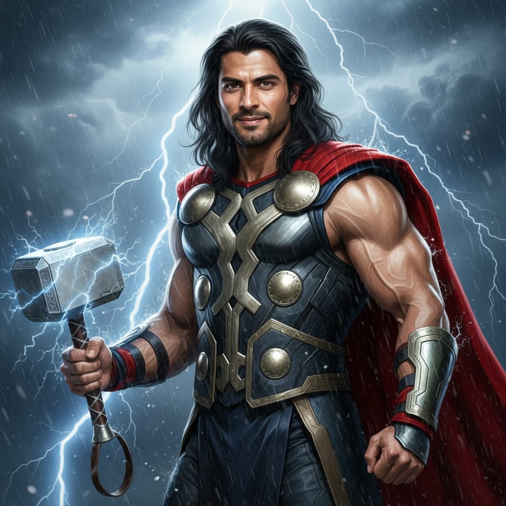 athletic indian man thor god of thunder 38257062