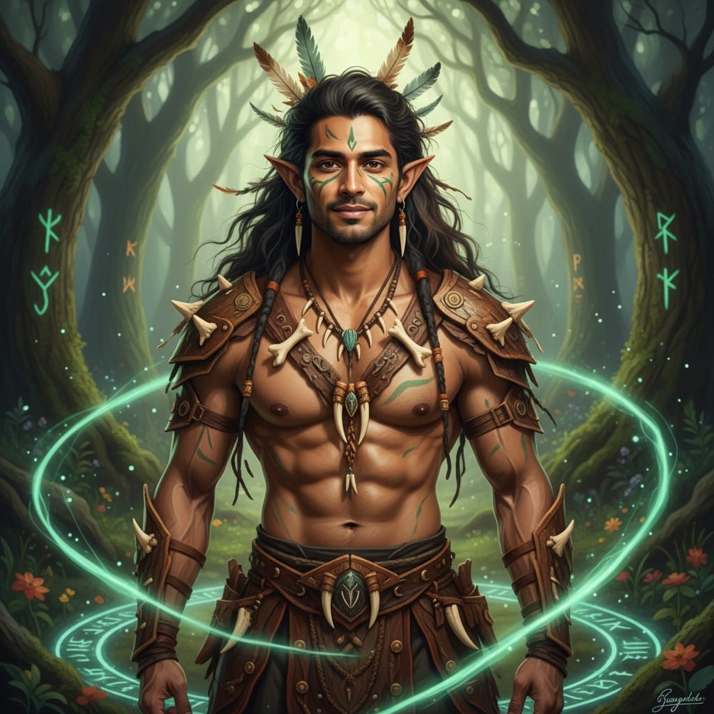 athletic indian man tribal wood elf 44567964