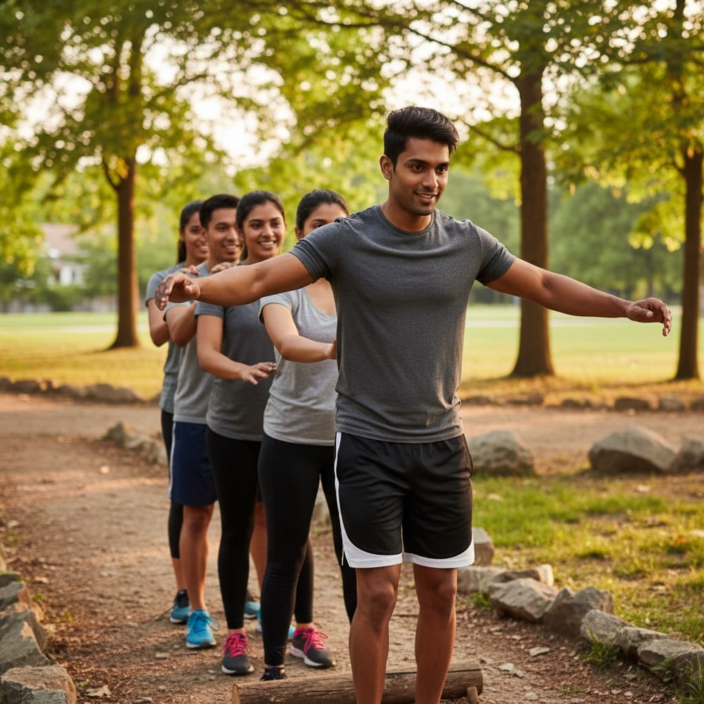athletic indian man trust building exercise 55412868
