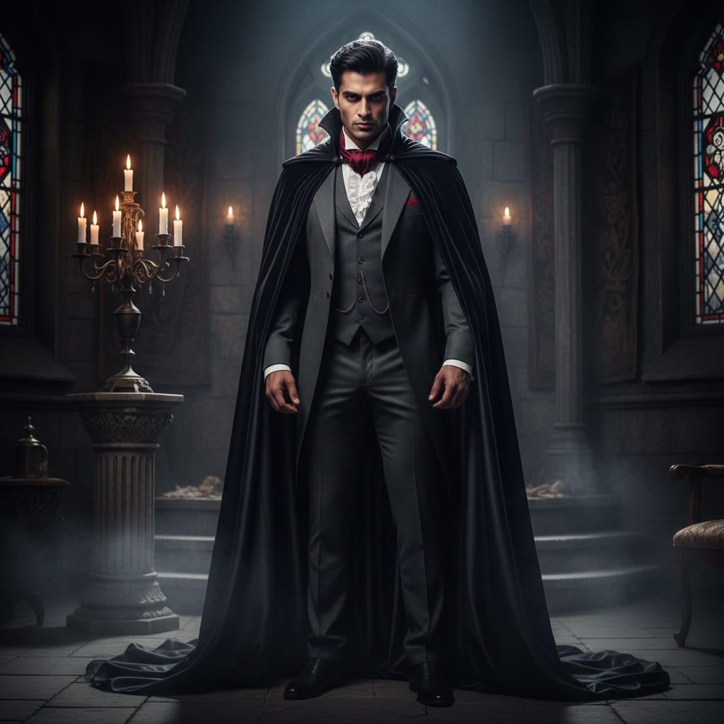 athletic indian man vampire gothic castle 60925340