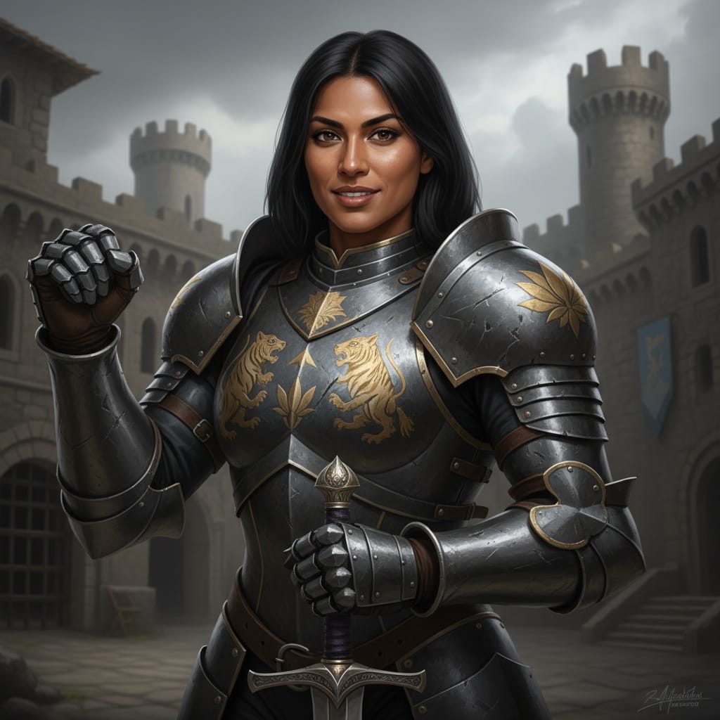 athletic indian woman armored knight portrait 36925961