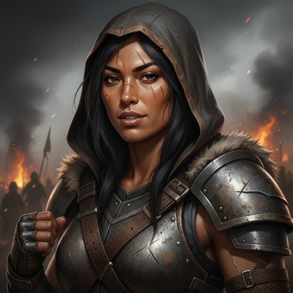 athletic indian woman battle scarred warrior 84154036