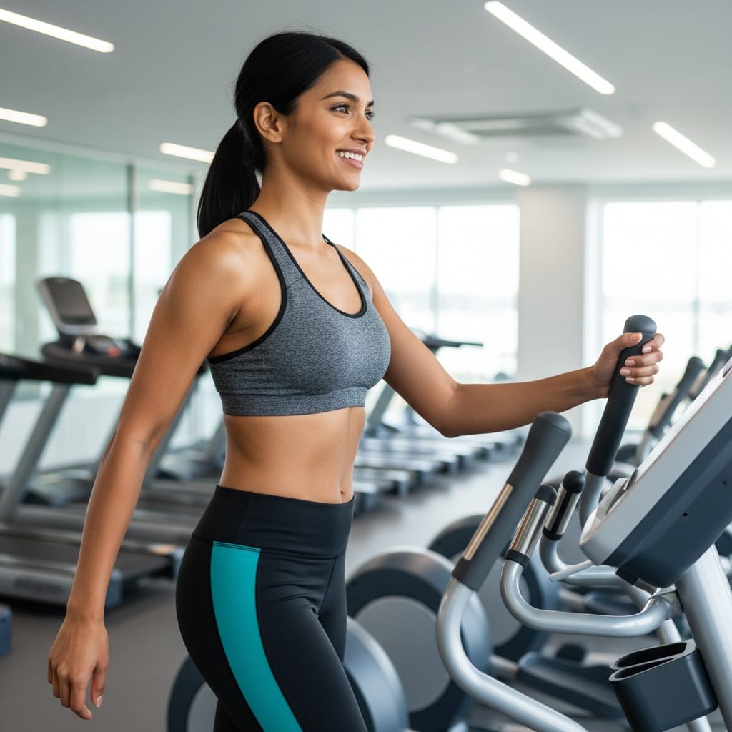 athletic indian woman cardio zone action 94797259