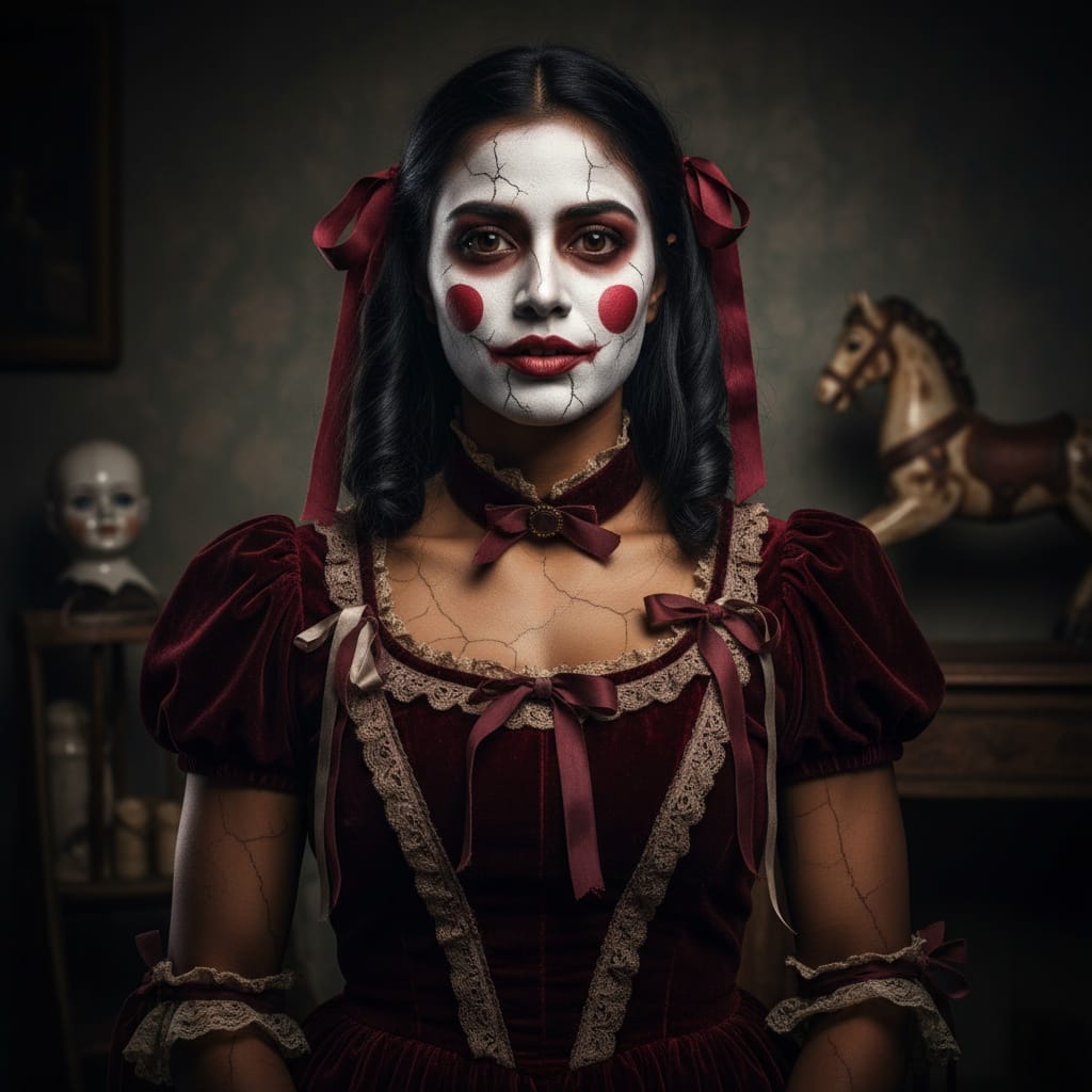 athletic indian woman creepy doll character 41505686