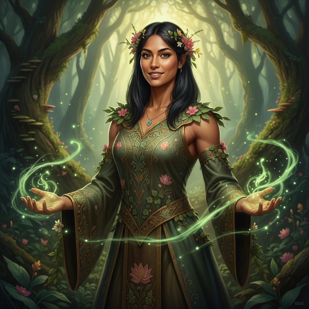 athletic indian woman druid nature magic 17468810