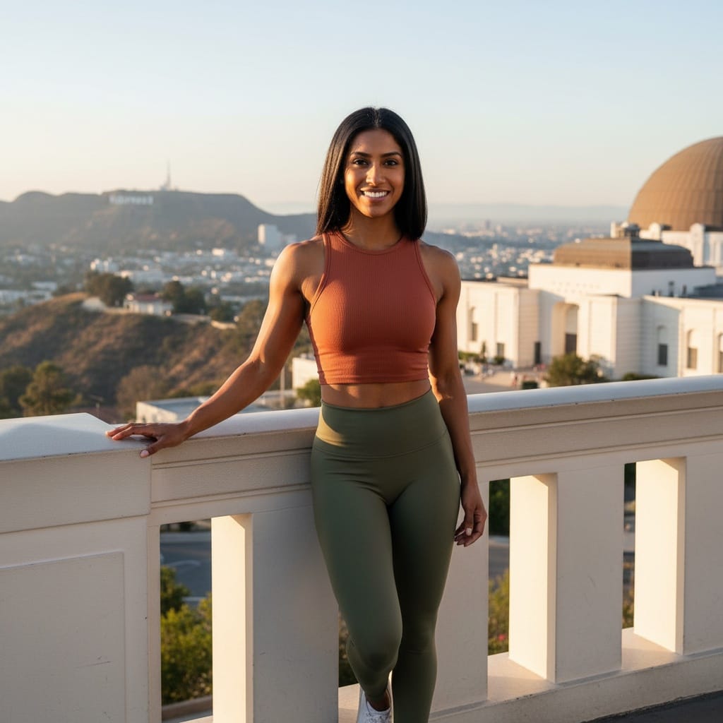 athletic indian woman griffith observatory vista 43230517