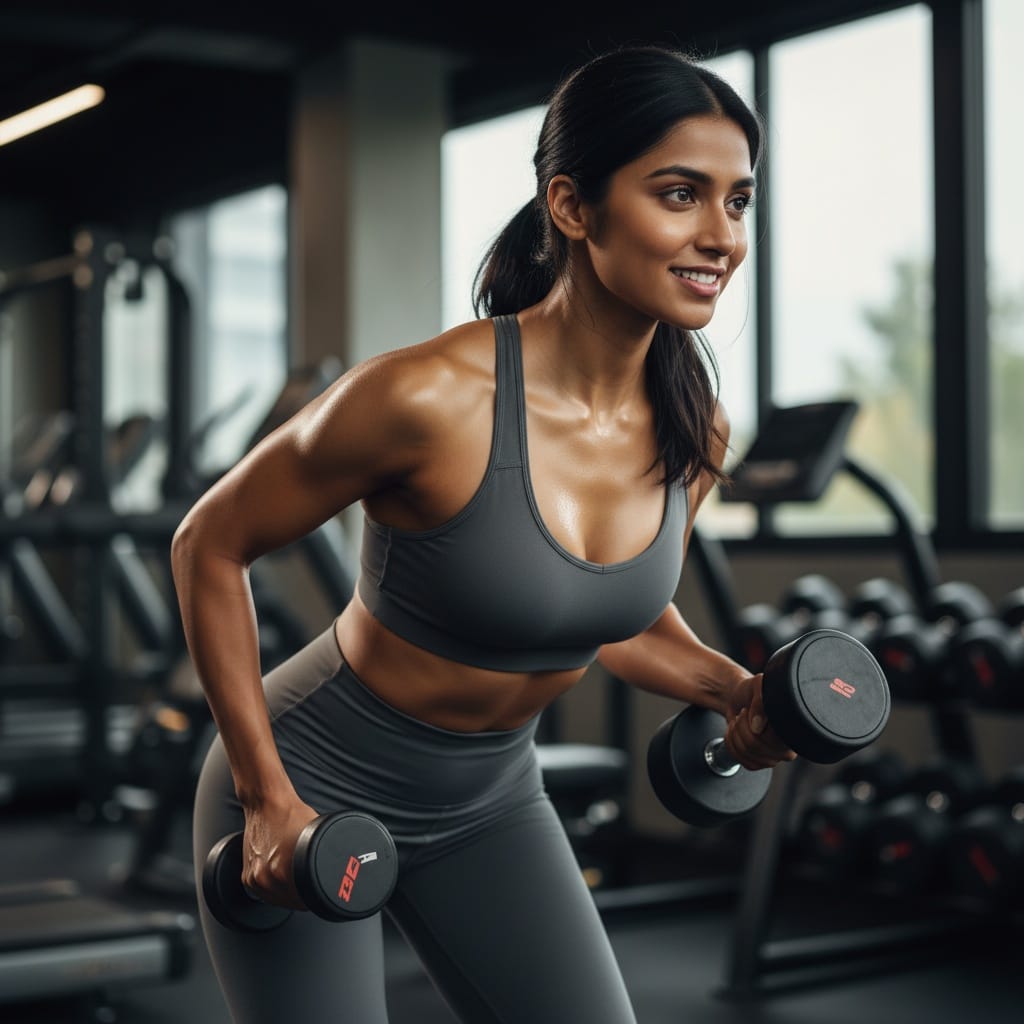 athletic indian woman gym workout action shot 30244200