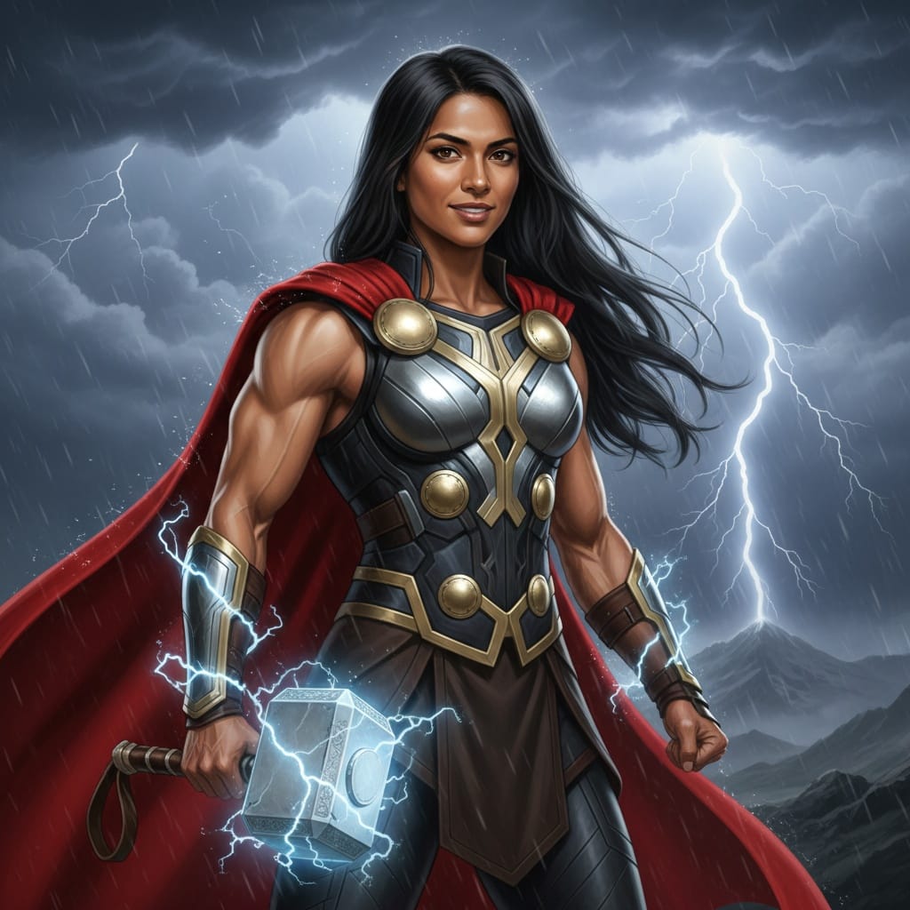 athletic indian woman thor god of thunder 58278677