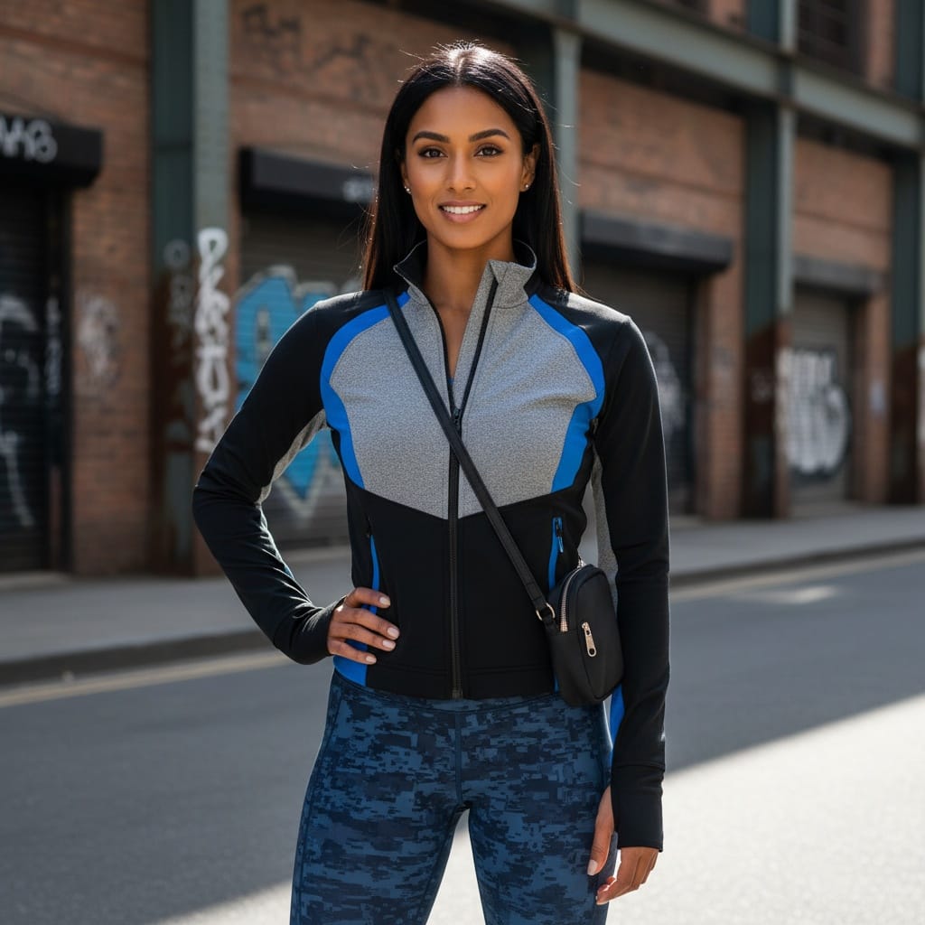 athletic indian woman urban street athleisure 69066588