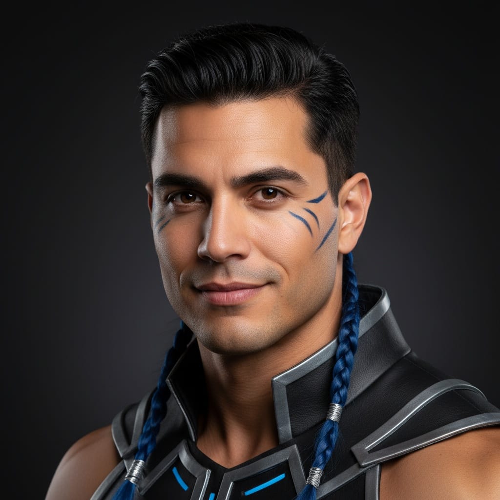 athletic latino man character portrait studio 64218534