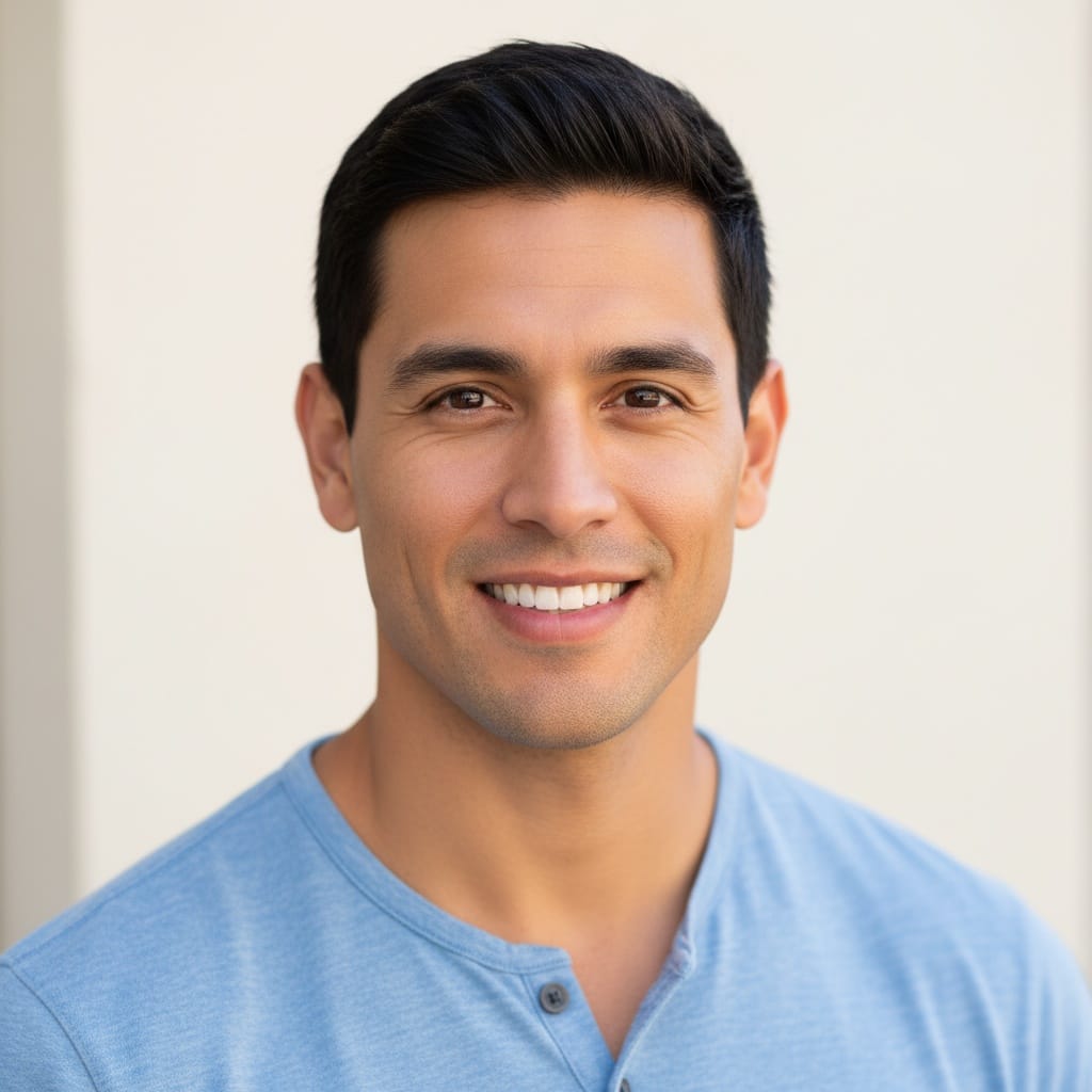 athletic latino man close up genuine smile 32861078