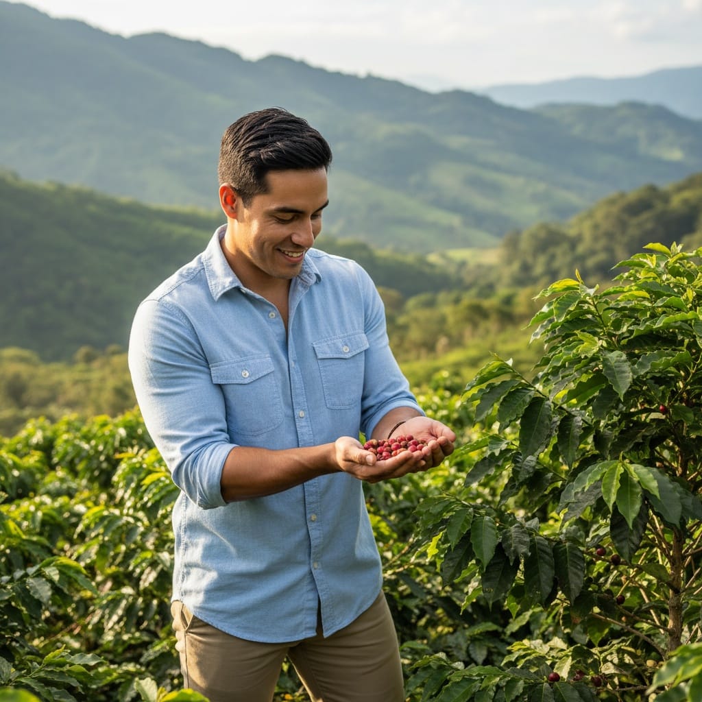 athletic latino man coffee plantation tour 55988197