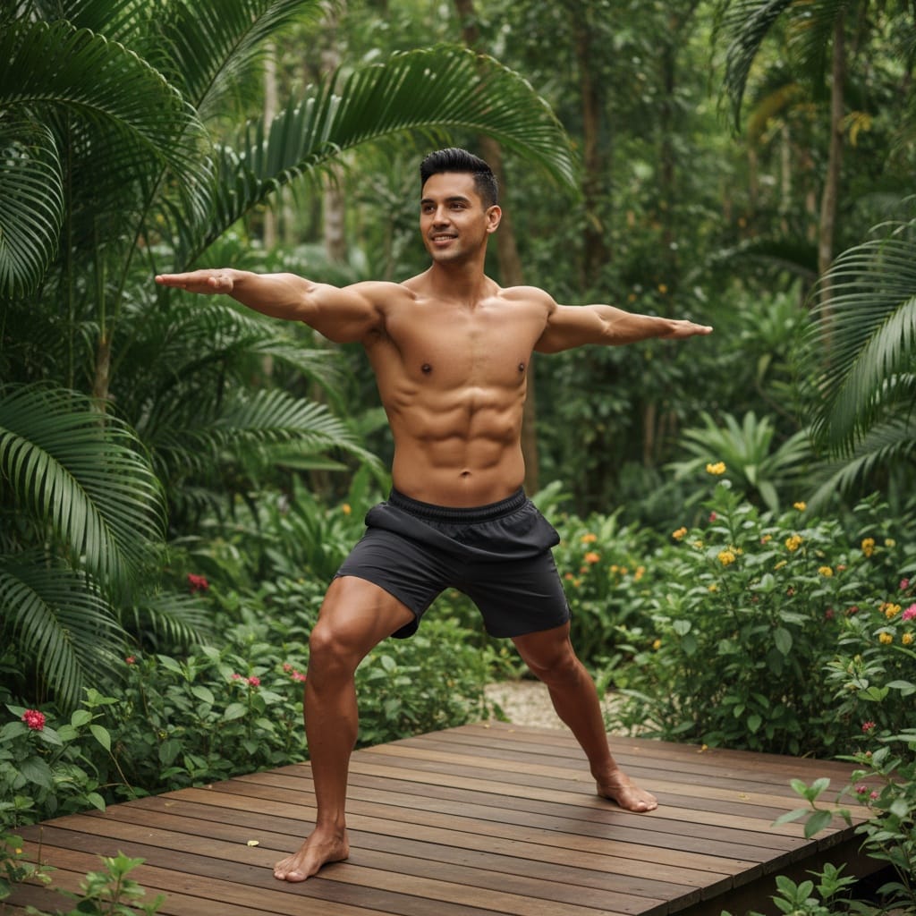 athletic latino man deck group yoga wide 41506859