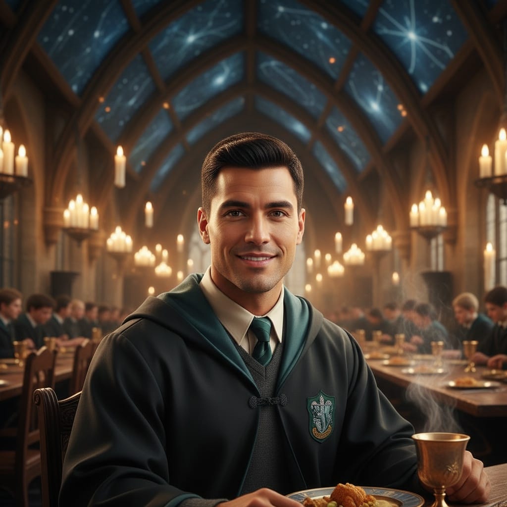 athletic latino man great hall feast 17645870